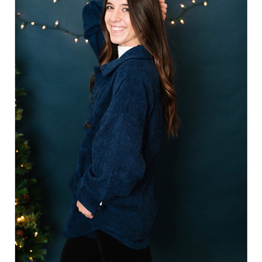Navy blue corduroy shacket